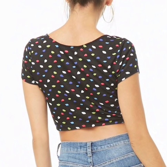 PINK multi-colored polka-dot tie front crop - Picture 2 of 3